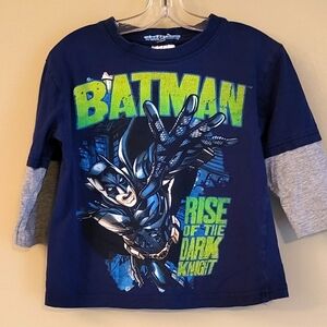 Batman "Rise Of The Dark Knight" navy long sleeve tee shirt